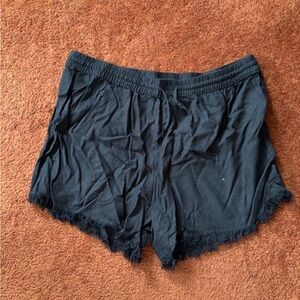 H&M Black High Waist Shorts with Distressed Hem